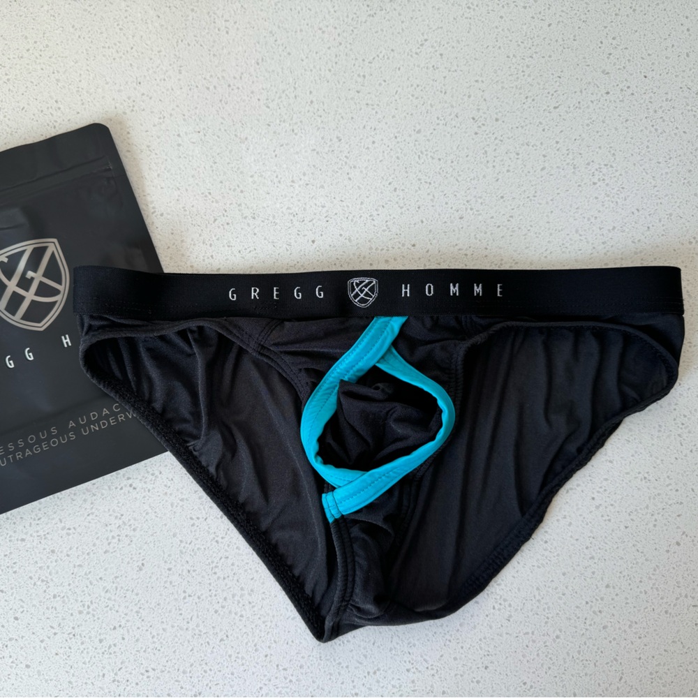 Gregg Homme See Through Italian
Mesh Brief Black And Blue Size XS